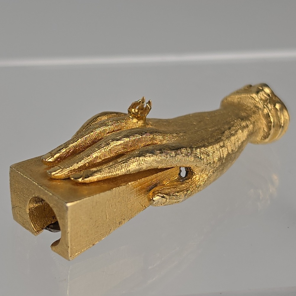 Rare Signed Lilly Dache for Jolle Gold Tone Hand Pencil Sharpener Vtg MidCentury